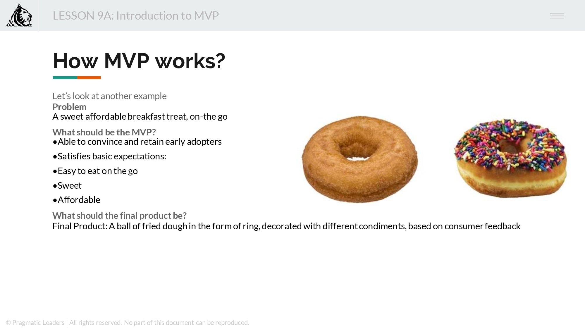Plain donut MVP vs. final decorated donut product
